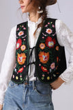 Boho Floral Pattern Open-Front Vest