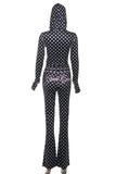 Polka Dot Hooded Jumpsuit