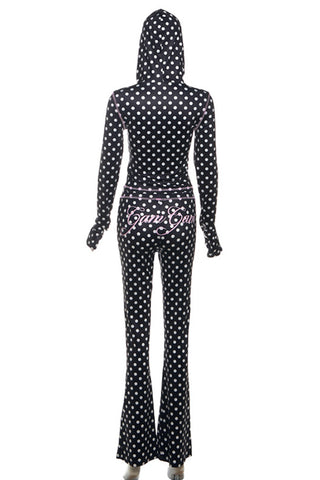Polka Dot Hooded Jumpsuit