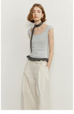 Ruffled Hem Tank Top with Tie Detail