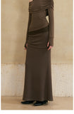 Draped Front High-Waisted Maxi Skirt