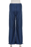 Wide-Leg Drawstring Casual Pants