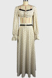 Polka Dot Long Sleeve Square Neck Skirt Set