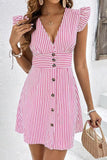 Striped Button-Front Casual Dress