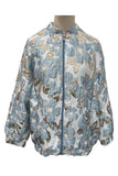 Floral Quilted Puff Sleeve Zip-Up Jacket