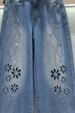 Floral-Detail Straight Jeans