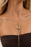 Layered Teardrop Pendant Lariat Necklace