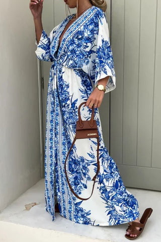 Floral Print Vacation Maxi Dress