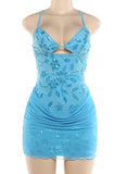 Floral Cutout Spaghetti Strap Mini Dress