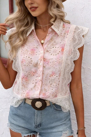 Lace Sleeveless Cropped Tank Top
