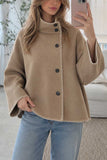 Mock Neck Contrast Stitch Button Front Jacket