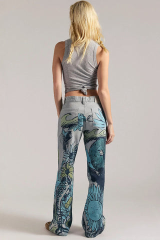 Graphic Print Straight Jeans