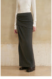 High-Waisted Draped Maxi Skirt