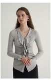 Ruffled V-Neck Cardigan