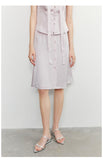 Pearl-Button A-Line Skirt