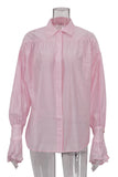 Gathered Sleeve Button-Up Shirt