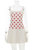 Lace Trim Polka Dot Spaghetti Strap Dress