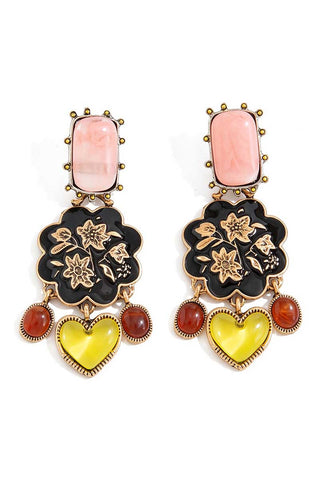 Vintage Celestial Sun Moon Drop Earrings