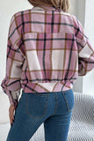 Plaid Button-Front Collared Jacket