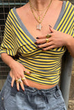 Striped Wrap-Front Top