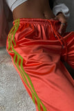 Side-Stripe Wide-Leg Casual Pants