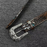 Feather Embossed Buckle Belt