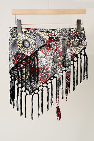 Elephant Print Fringe Scarf