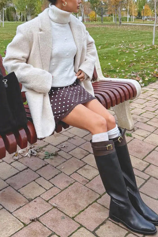 Polka Dot Mini Skirt with Lace Trim