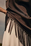 Satin Mock Neck Fringe Tank