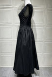 Boat Neck Cap Sleeve Fit and Flare Midi Dress