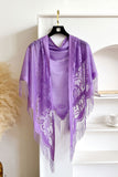 Floral Lace Open Front Fringe Cape