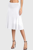 Ruched Waistband A-Line Midi Skirt