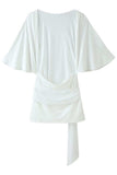 Tie Waist Bell Sleeve Casual Dress