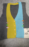 Color-Block Knit Button-Front V-Neck Vest
