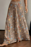 Floral Print Tiered Wide-Leg Pants