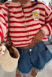 Striped Button-Front Knit Cardigan