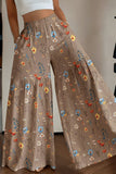 Floral Print Tiered Wide-Leg Pants