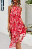 Floral Asymmetric Hem Sleeveless Dress