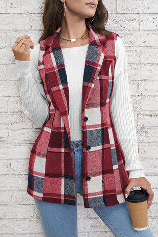 Buttoned Plaid Vest for Versatile Styling