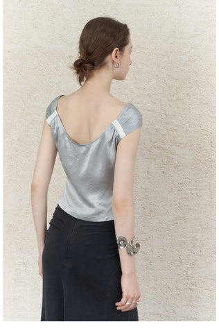 Ruched Satin Bustier Top