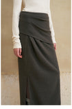 High-Waisted Draped Maxi Skirt