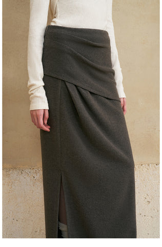 High-Waisted Draped Maxi Skirt