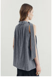 Draped Tie-Neck Sleeveless Tunic