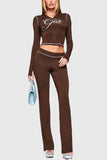 Graphic Zip-Up Hoodie and Flare Pants Set