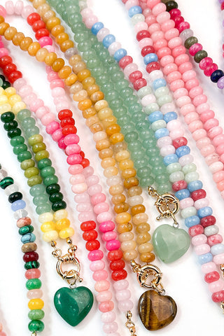 Multi-Strand Beaded Necklace with Heart Charm