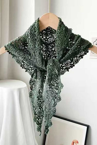 Openwork Crochet Triangle Scarf