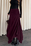 Ruched High-Waist Asymmetrical Midi Skirt