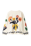 Floral Motif Button Front Cardigan