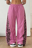 Leopard Side Panel Drawstring Wide-Leg Pants