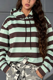 Striped Drawstring Hoodie Sweatshirt